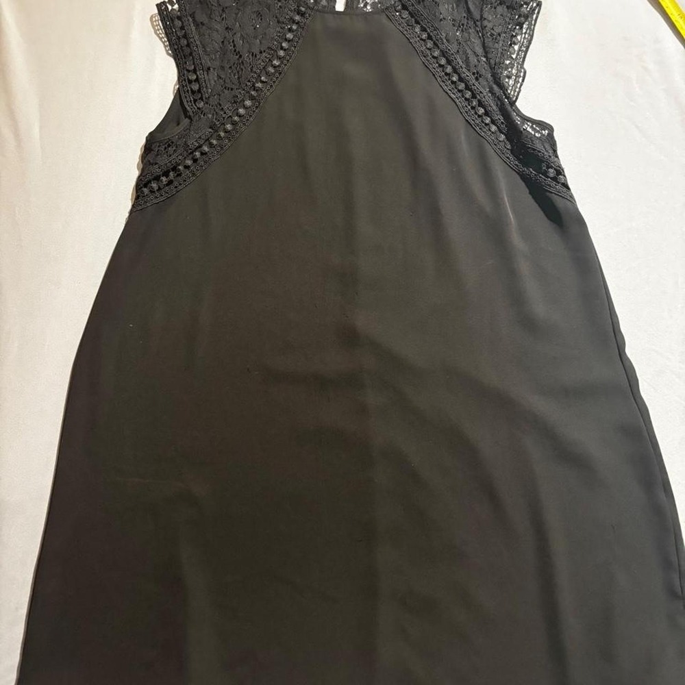 Zara black lace dress with beaded trim on shoulders and neckline, size L